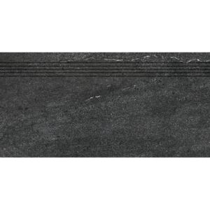 Schodovka Rako Quarzit čierna 30x60 cm, mat, rektifikovaná DCPSE739.1