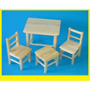 Detský Stôl s stoličkami bez vzoru + malý stolček zadarmo !! (+ Malý stolček zadarmo !!)