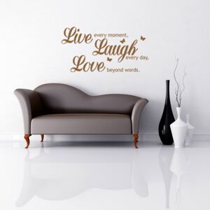 GLIX Live laugh love - samolepka na stenu Hnedá 70 x 35 cm