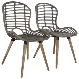 Vonkajšie jedálenské stoličky, 2 ks, prírodný ratan, 48x64x85 cm, hnedé