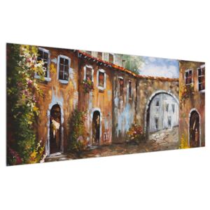 Obraz maľovanej stredomorskej uličky (120x50 cm)