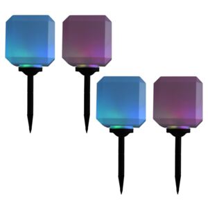 Vonkajšie solárne lampy 4 ks 20 cm LED v tvare kocky RGB