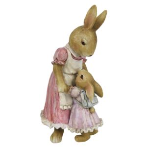 Dekorácie králičie mamičky v šatách s dievčatkom - 9 * 8 * 17 cm