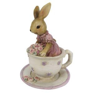 Dekorácie králičie slečny v čajovom šálke - 8 * 8 * 11 cm