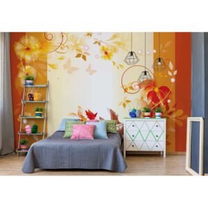 Fototapeta - Floral Design Orange Papírová tapeta - 184x254 cm