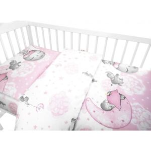 Baby Nellys 2-dielne bavlnené obliečky, Baby Elephant - růžová, 135 x 100