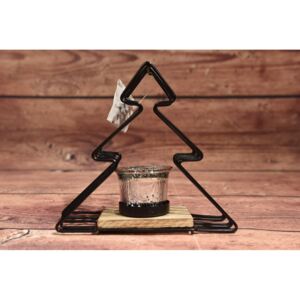 Kovový svietnik - stromček (17,5x16x16,5 cm) - vianočný