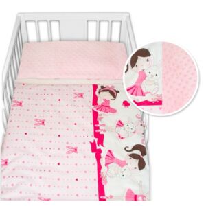 BABY NELLYS - 2-dielne bavlnené obliečky s Minky - Princess, ružová /ružová