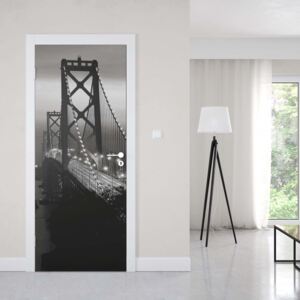 GLIX Fototapeta na dvere - City Skyline Golden Gate Bridge Black And White