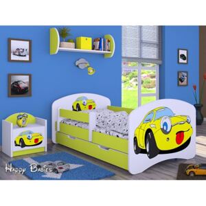 Detská posteľ so zásuvkou 180x90cm SMILE CAR - zelená