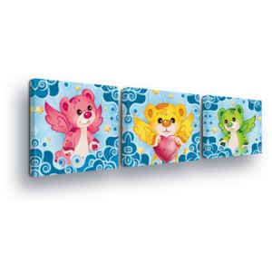 Obraz na plátne - Colorful Bears Trio 3 x 25x25 cm