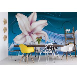 GLIX Fototapeta - Lily Modern Floral Design Blue Vliesová tapeta - 208x146 cm