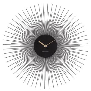 KARLSSON Nástenné hodiny Peony Steel – čierna