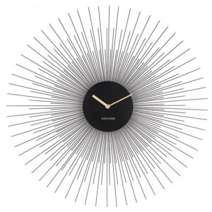 KARLSSON Nástenné hodiny Peony Steel Large – čierna