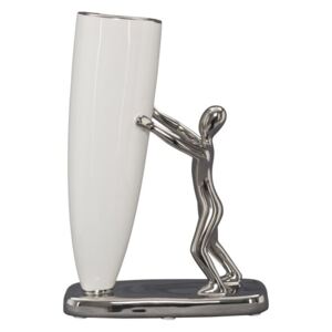 Bielo-strieborná keramická váza Mauro Ferretti Lift