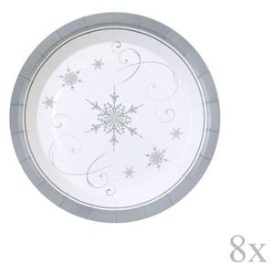 Sada 8 papierových tanierov Neviti Shimmering Snowflake