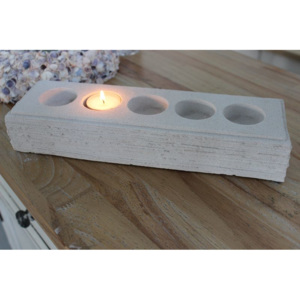 Krémový svietnik v pieskovom dizajne na 5 sviečok