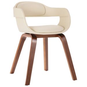 Jedálenská stolička biela ohýbané drevo a umelá koža