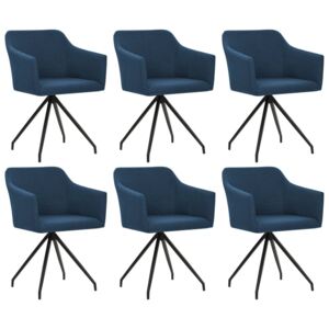 Jedálenské stoličky 6 ks otočné modré látkové