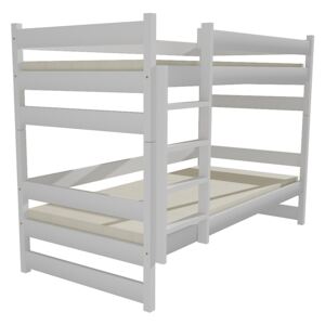 SKLADOM: Detská poschodová posteľ z MASÍVU 180x80cm bez šuplíku - PP014 - biela