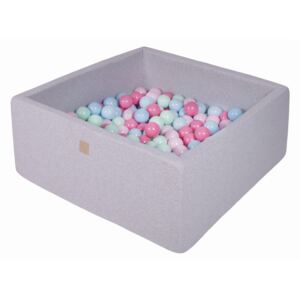 MeowBaby® Suchý bazén štvorcový 90x90x40cm s 200 loptičkami ( baby blue, mätové,svetlotužový, Púdrovo ružový)