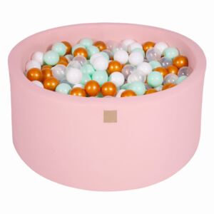 MeowBaby® Suchý bazén 90x40cm s 300 loptičkami, Púdrovo ružový: biele, zlaté, transparentne, mätové