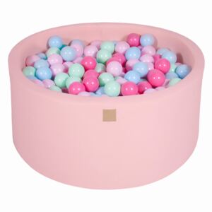 MeowBaby® Suchý bazén 90x40cm s 300 loptičkami, Púdrovo ružový: mätové, baby blue, svetlo ružové, pastelovo ružové