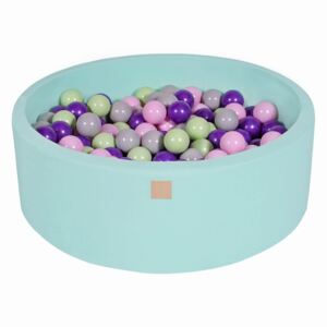 MeowBaby® Suchý bazén 90x30cm s 200 loptičkami, Mätový: pastelovo ružové, šedé, fialové, Jasny Zielony