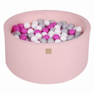 MeowBaby® Suchý bazén 90x40cm s 300 loptičkami, Púdrovo ružový: tmavo ružové, šedé, biele