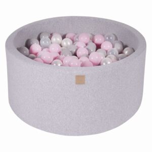 MeowBaby® Suchý bazén 90x40cm s 300 loptičkami, svetlošed.: transparentne, Púdrovo ružový, biele, šedé