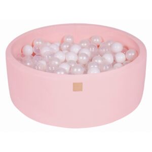 MeowBaby® Suchý bazén 90x30cm s 200 loptičkami, Púdrovo ružový: biele, transparent, biele