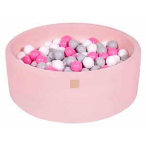 MeowBaby® Suchý bazén 90x30cm s 200 loptičkami, Púdrovo ružový: šedé, biele, svetlo ružové