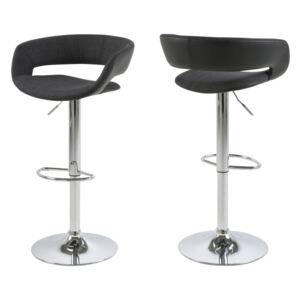 Dizajnová barová stolička Natania, antracitová, čierna a chrómová