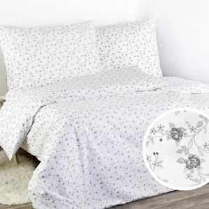 Goldea bavlnené posteľné obliečky - vzor 587 šedé ružičky na bielom 140 x 220 a 70 x 90 cm