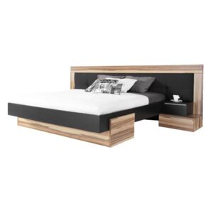 Manželská posteľ Reno 160x200cm - orech baltimore / čierny lux