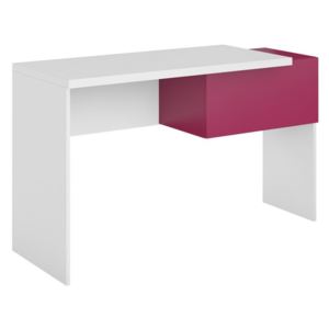 Písací stôl Arne A08R, Farby: biela / biely lesk + fuchsia