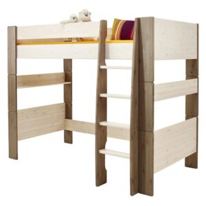 Detská vyvýšená posteľ Dany 90x200 cm (výška 164cm) - biela / hnedá