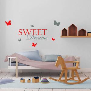 GLIX Sweet dreams - nálepka na stenu Šedá a červená 120 x 60 cm