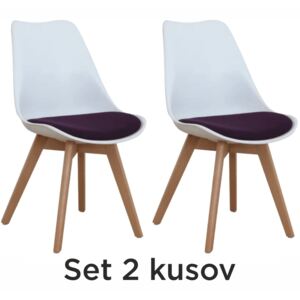 2 kusy, stolička, biela/fialová, DAMARA