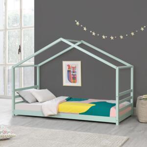 [en.casa] Detská posteľ domček AAKB-8760 mätovo zelená 90x200 cm
