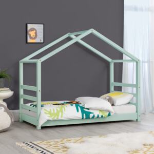 [en.casa] Detská posteľ domček AAKB-8758 mätovo zelená 80x160 cm