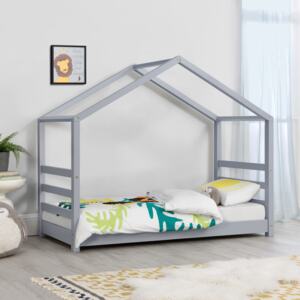 [en.casa] Detská posteľ domček AAKB-8757 sivá 80x160 cm
