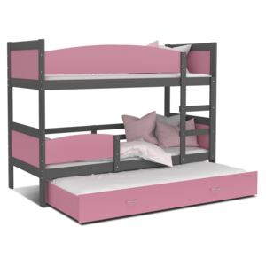 GL Poschodová posteľ s prístelkou Swing 3 grafit MDF 190x80 Farba: Ružová