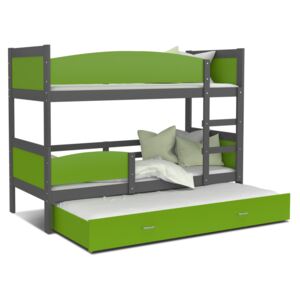 GL Poschodová posteľ s prístelkou Swing 3 grafit MDF 190x80 Farba: Zelená