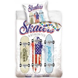 Carbotex · Bavlnené posteľné obliečky so skateboardmi - motív Skaters Authentic - 100% bavlna Renforcé - 70 x 90 cm + 140 x 200 cm