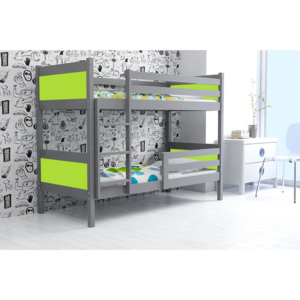 Poschodová posteľ RINO 200x90cm - Grafitová - Zelená (BEZ zásuvky)