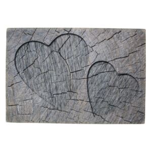 Šedá rohožka srdce v kmeni stromu Hearts grey - 75 * 50 * 1cm