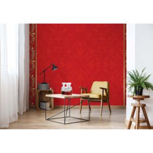 GLIX Fototapeta - Red Floral Design Vliesová tapeta - 416x254 cm