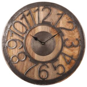 Drevené hodiny s kovovým ciferníkom Yves - Ø 41*3cm / 1xAA