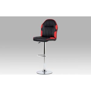 Barová stolička AUB-610 RED koženka čierna + červená / chróm Autronic